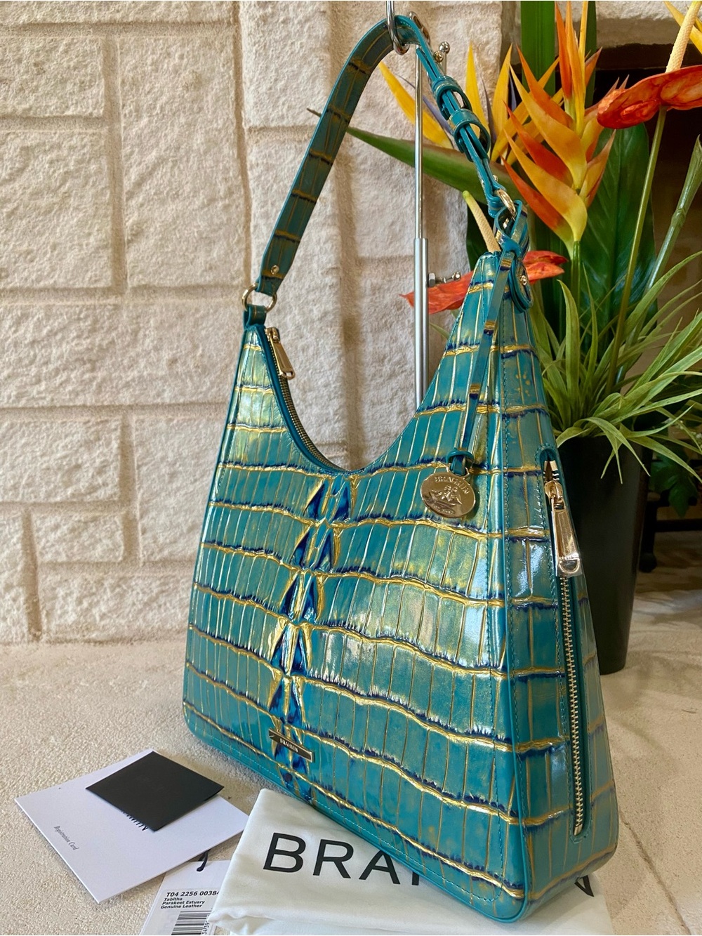 ☀️ 🌴🦜HTF PARAKEET ESTUARY BRAHMIN TABITHA SHOULDER BAG - Picture 3 of 12